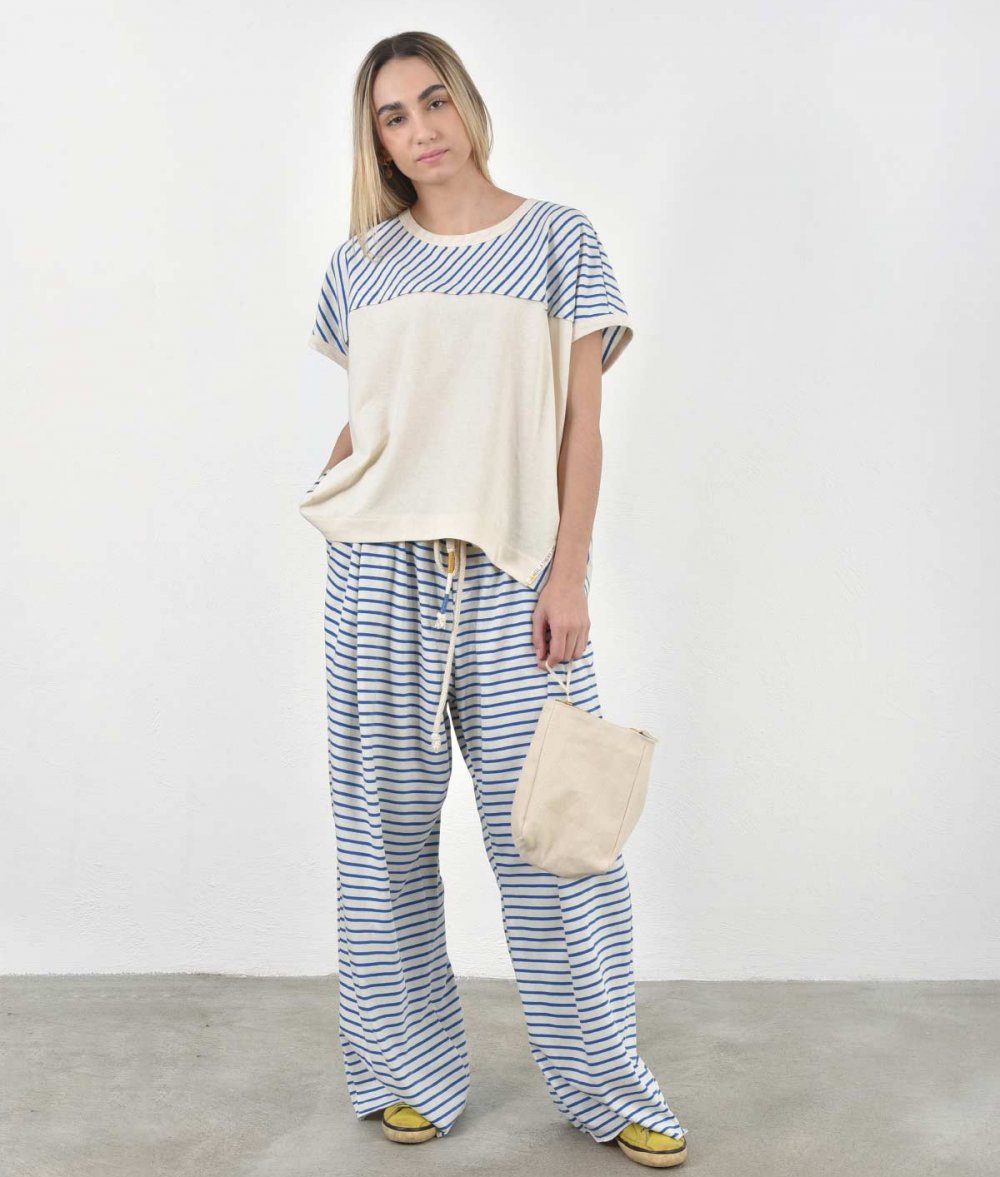 Striped asymmetrical blouse