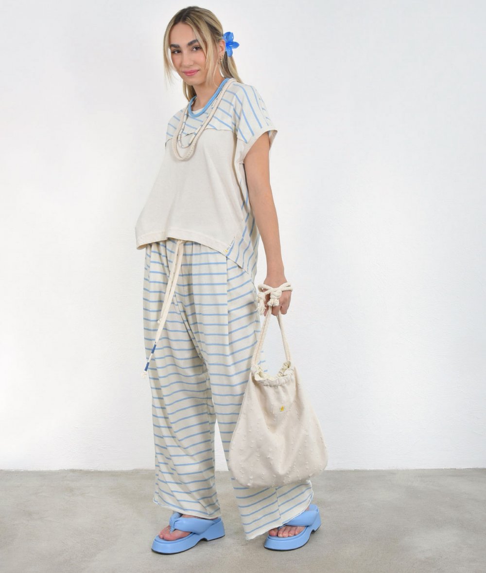 Striped asymmetrical blouse