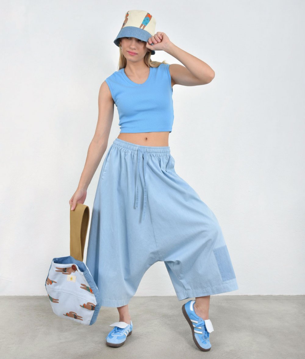 Unisex drop-crotch pants