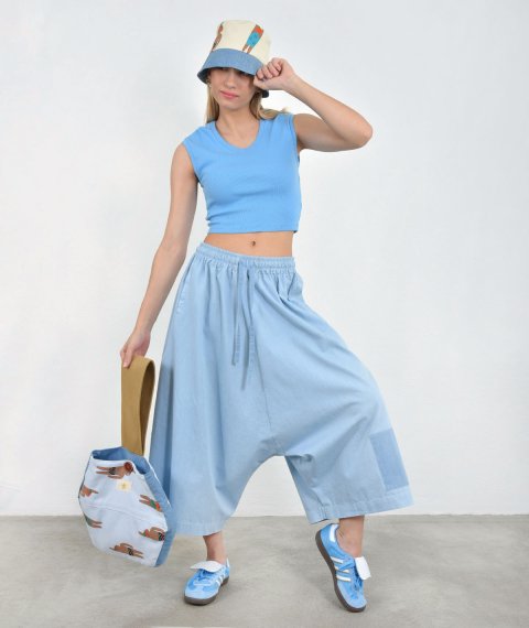 Unisex drop-crotch pants