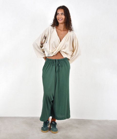 Unisex drop-crotch pants