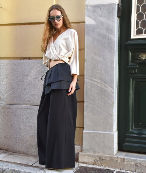 Pleated Tailored Wide-Leg