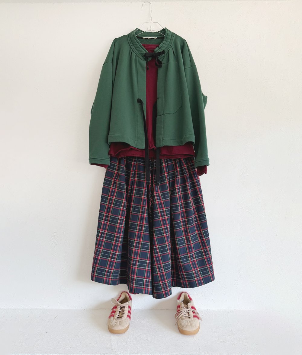 Check Zip Culotte Skirt