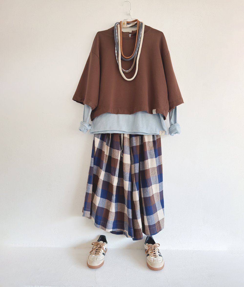 Check Zip Culotte Skirt