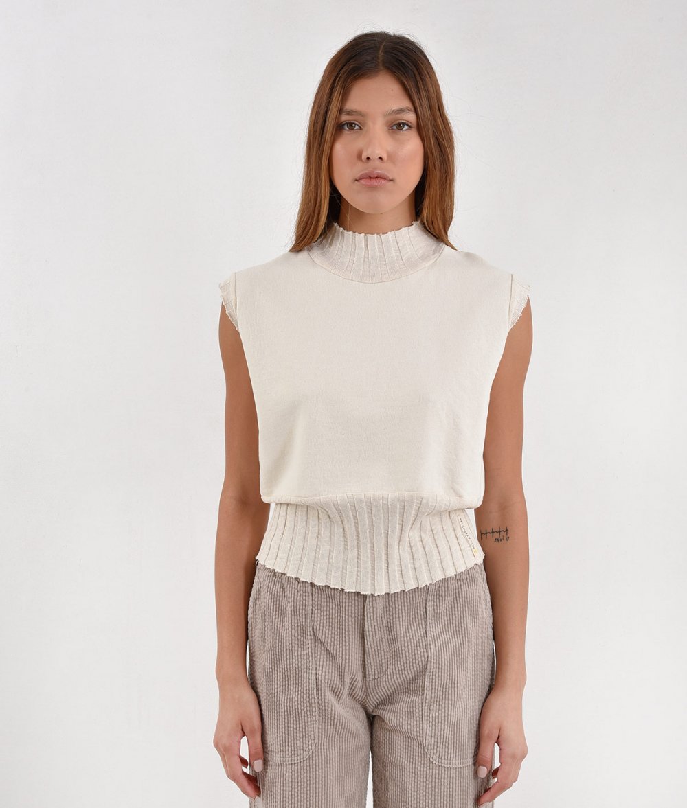 Turtleneck Blouse Without Sleeves
