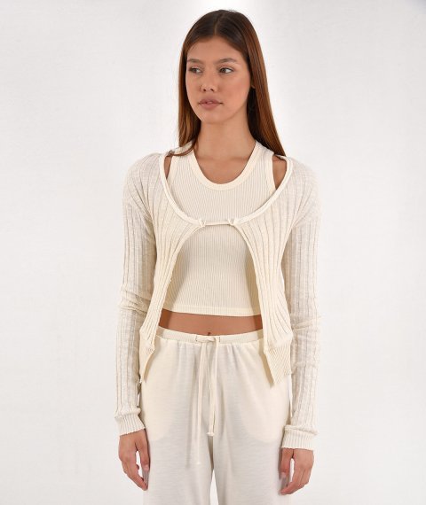 Rib Knitted Cardigan