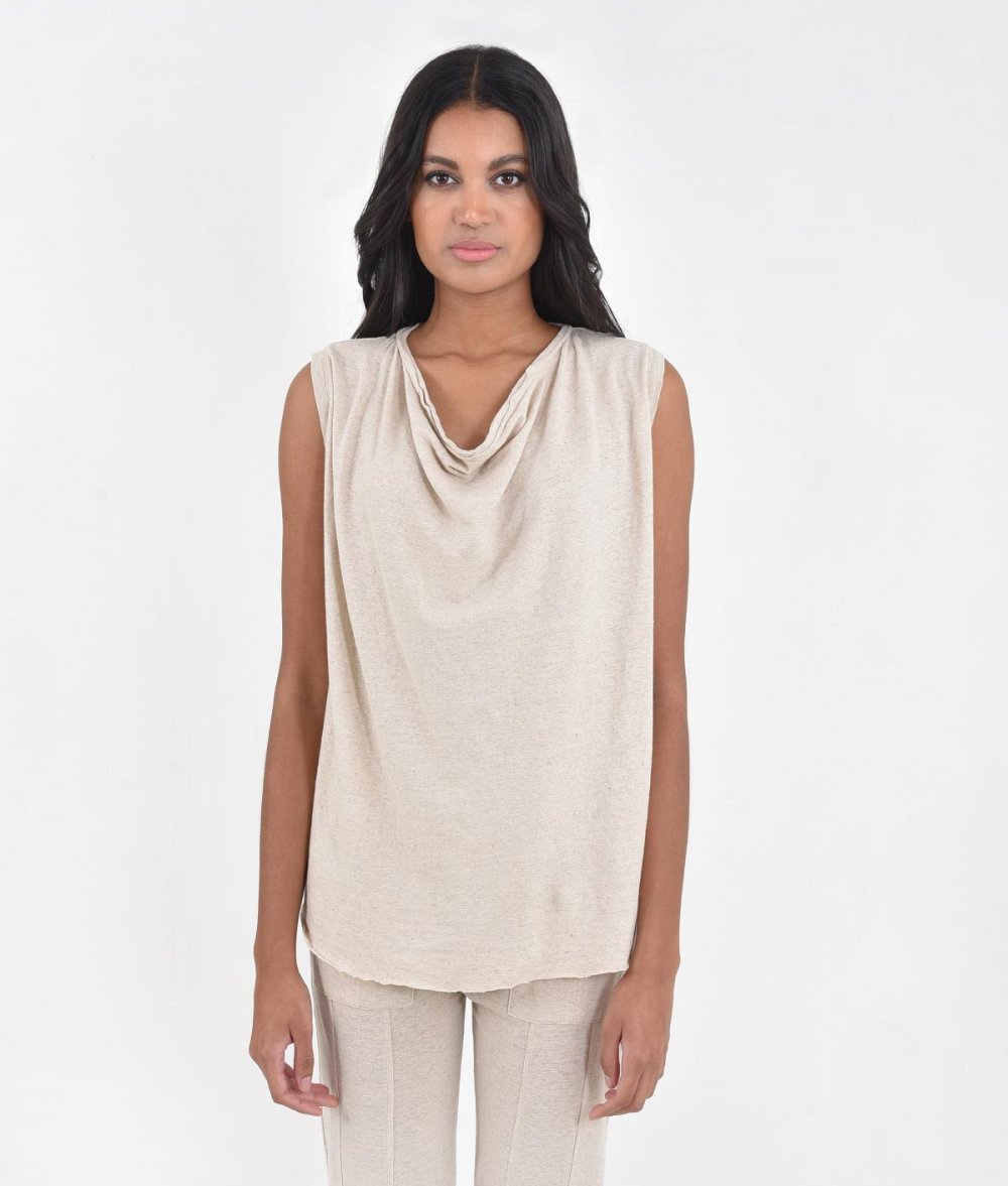 Sleeveless Drape Blouse