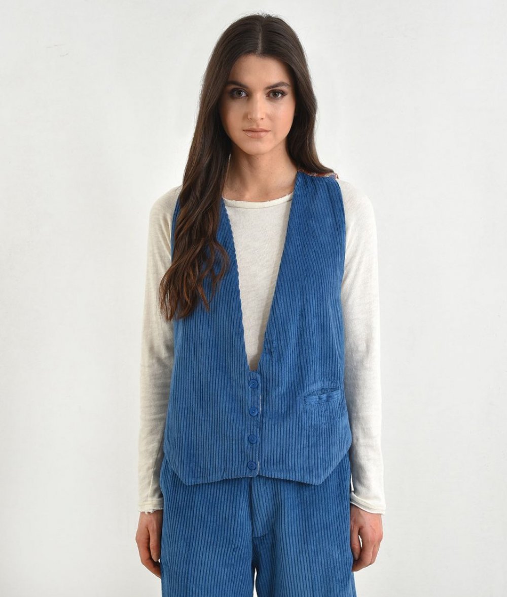 Vest In A Combination Of Fabrics