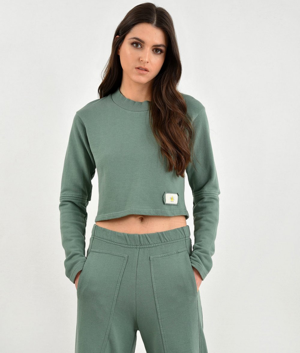 Crop Blouse With Elbow Opening