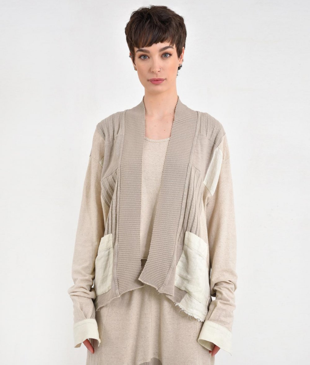 Ζακέτα Patchwork Με Oversized Τσέπες