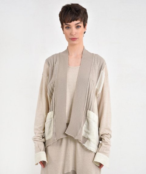 Patchwork Cardigan With Oversized Pockets