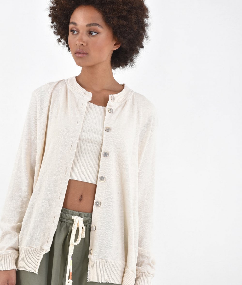 Footer Cardigan With Buttons