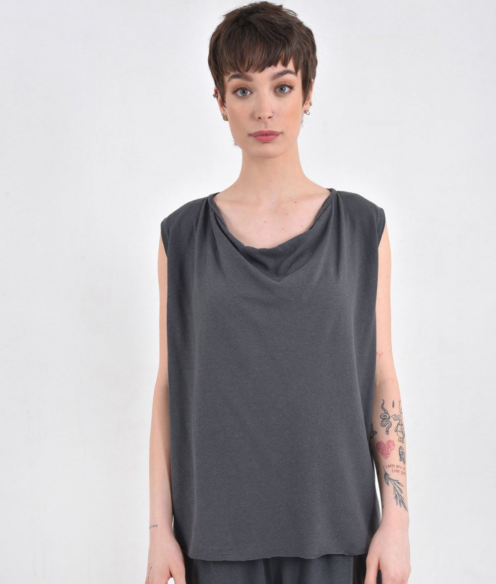 Sleeveless Drape Blouse