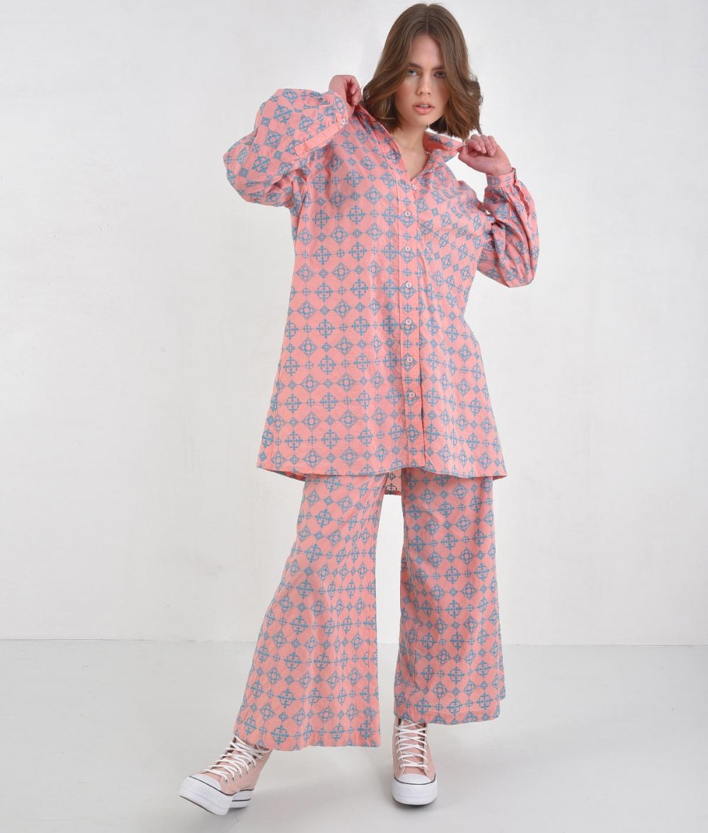 Jacquard Shirt With Ballon Sleeves