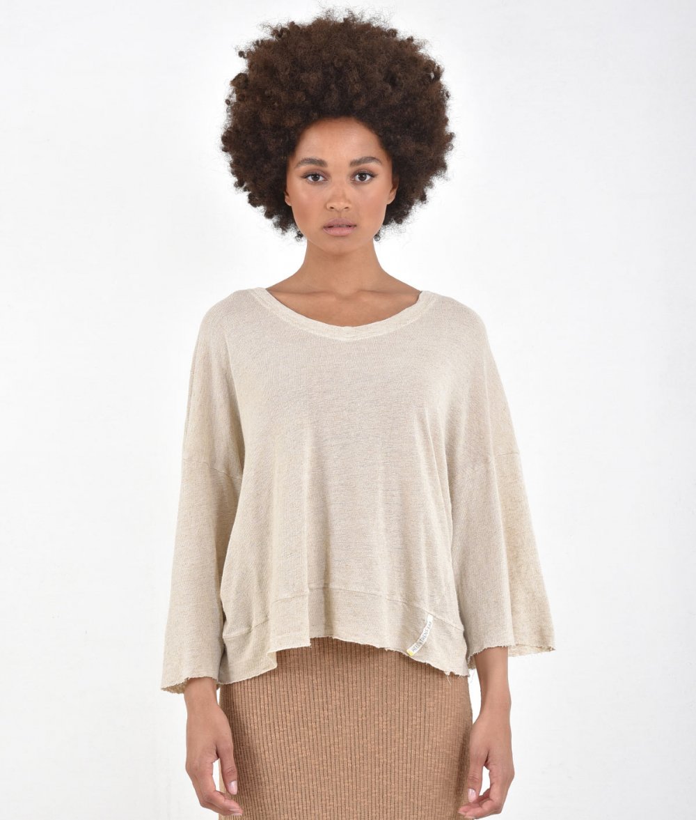Linen Blouse With ¾ Sleeves