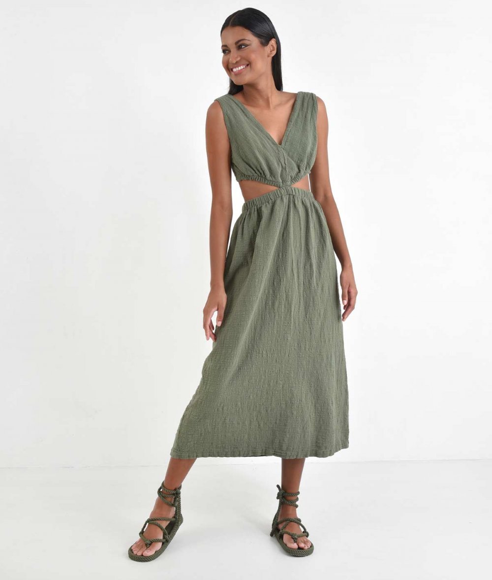 Crepe Dress With Side Openings