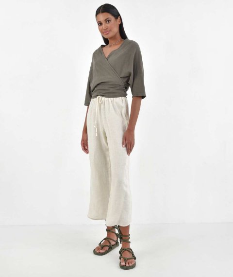 Linen Pants With Elastic Waist