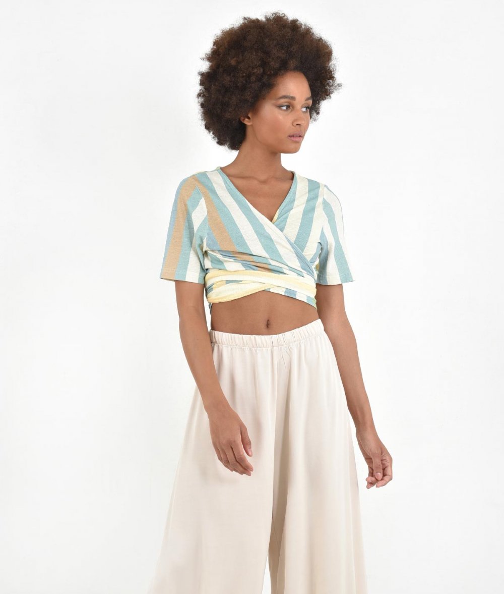 Striped Cross Τie Blouse 