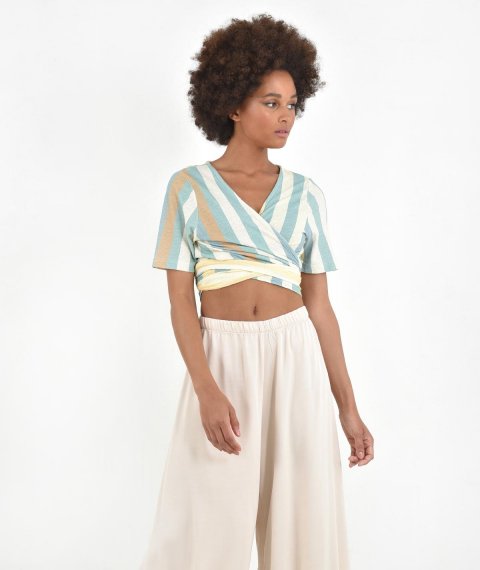 Striped Cross Τie Blouse 