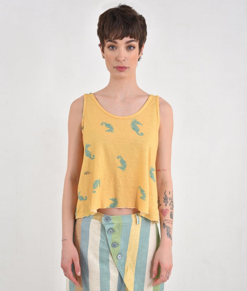 Crop Top With Seahorse Print