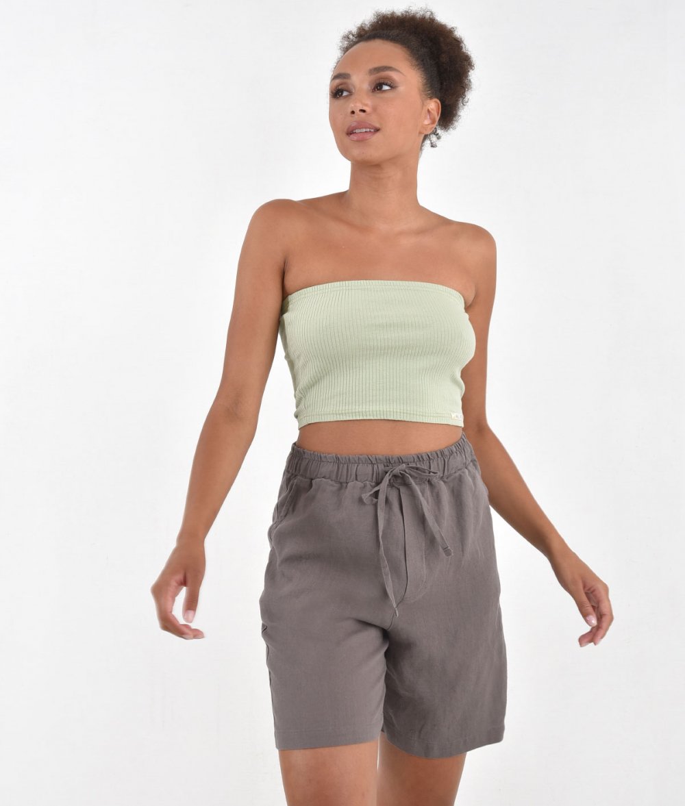 Linen Pants Shorts With Elastic Waist