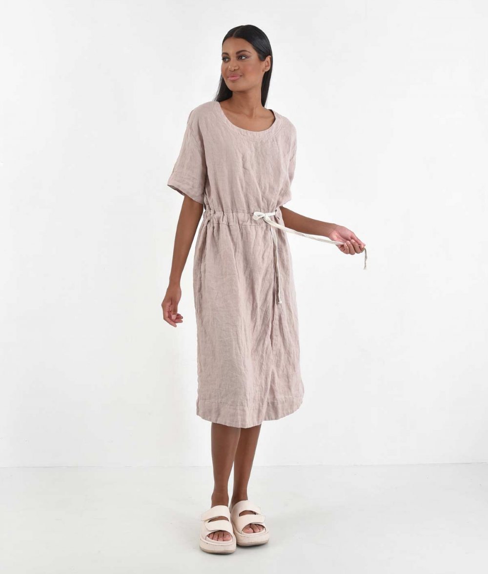Linen Dress With Tying On The Waist