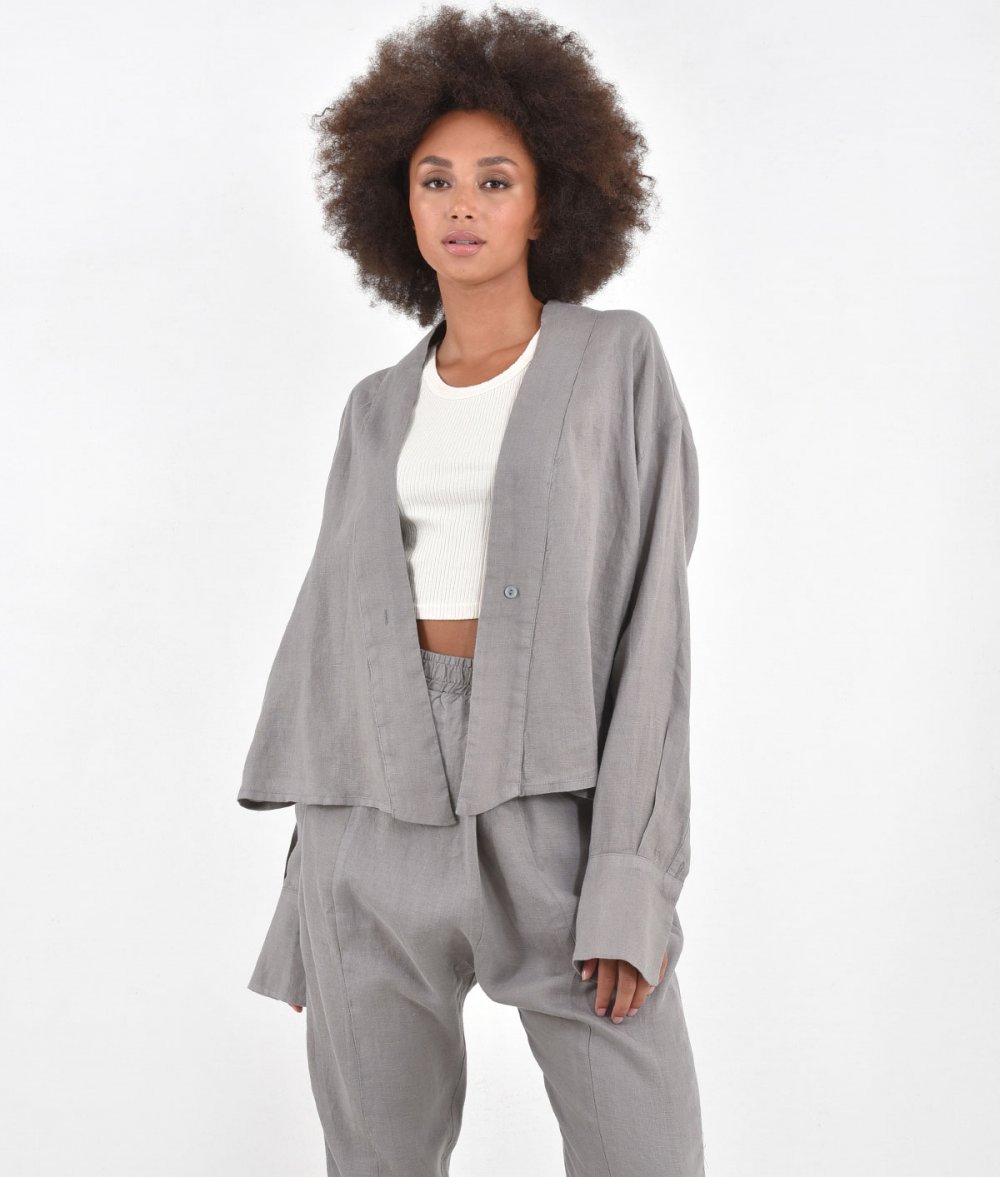 Crop Linen Kimono