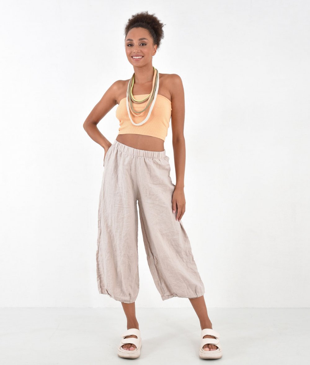 Linen Pants With Elastic Waist