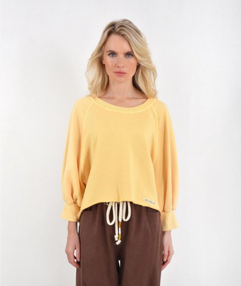Asymmetrical Blouse With Fluffy Sleeves