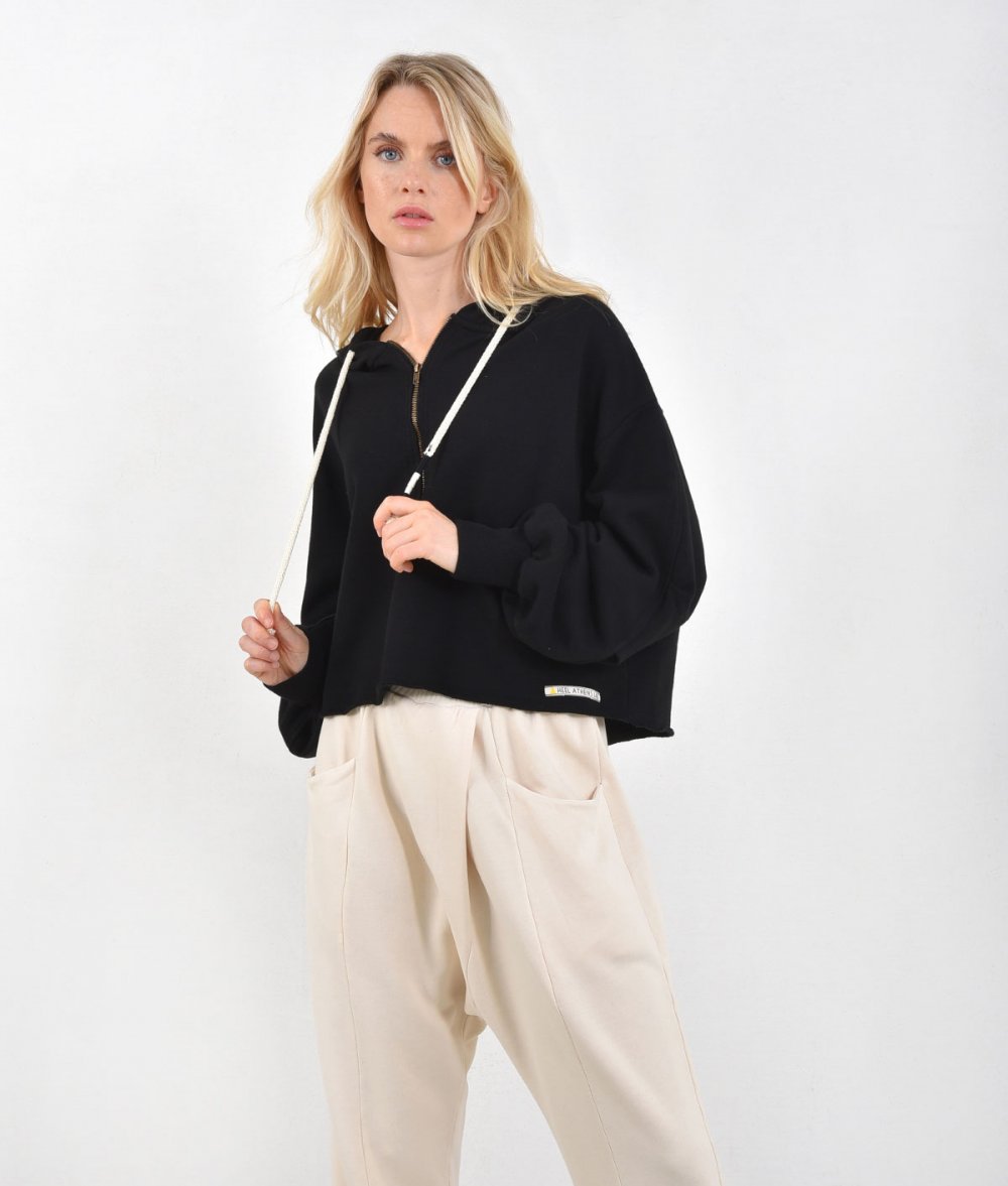 Crop Hoodie With Zipper