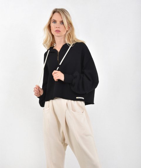 Crop Hoodie With Zipper