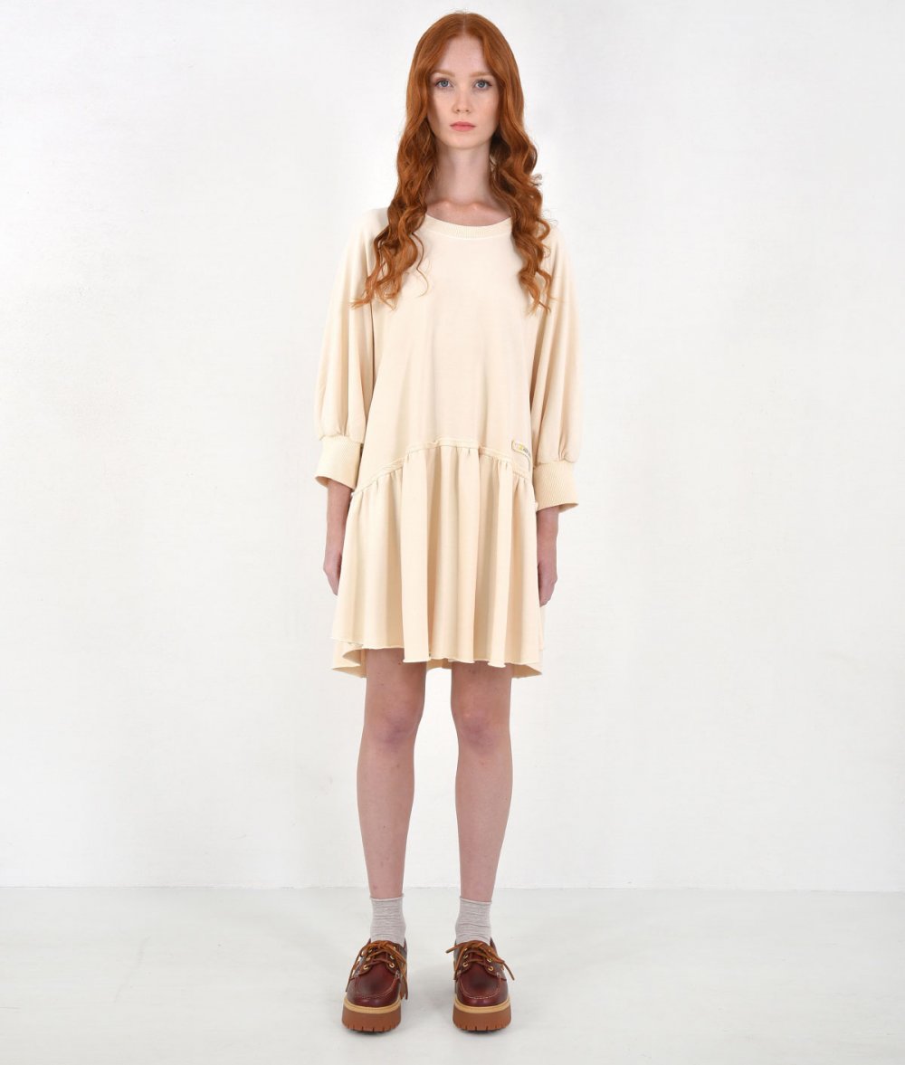 Short Dress With Fluffy Sleeves