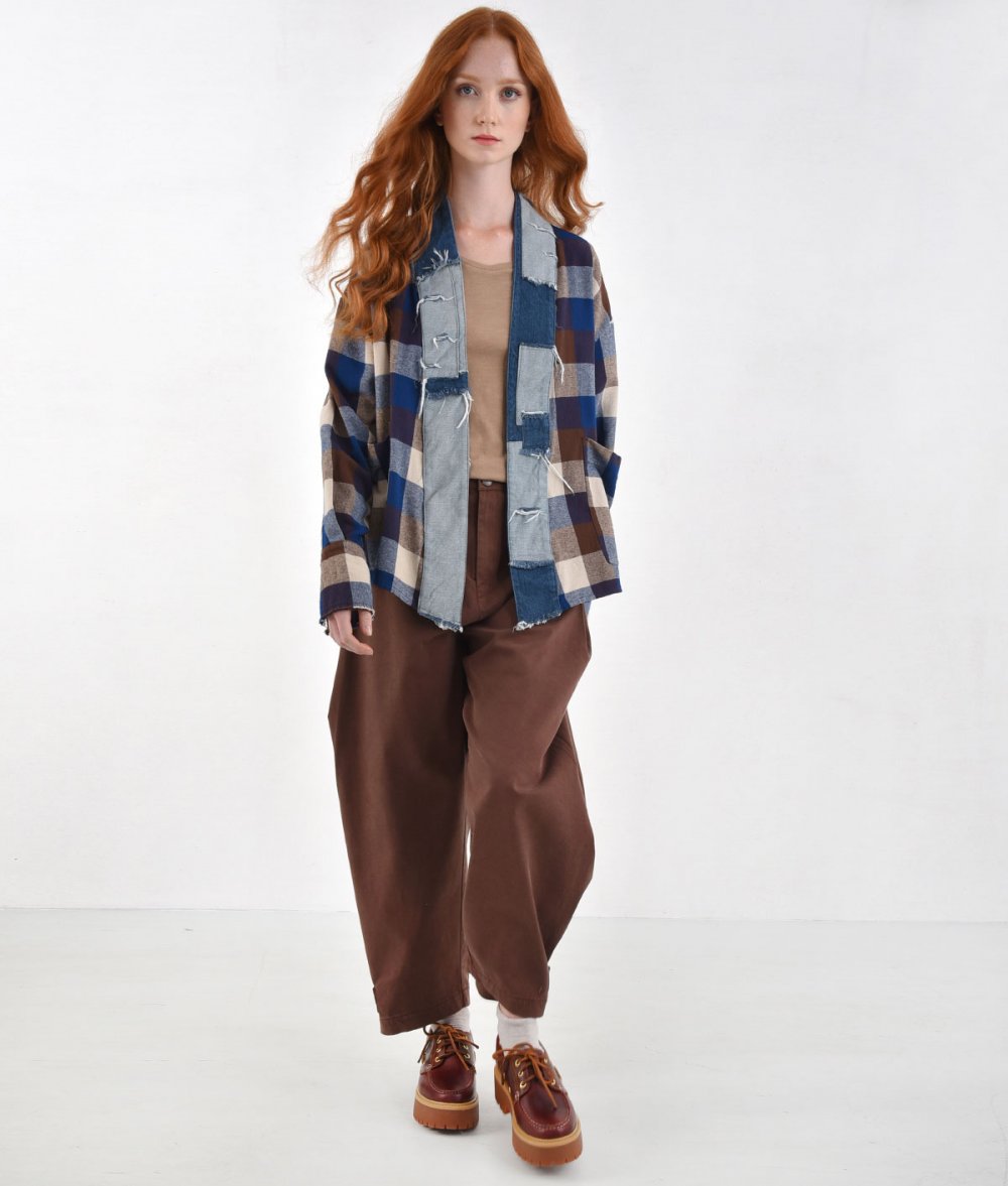 Patchwork Plaid Kimono