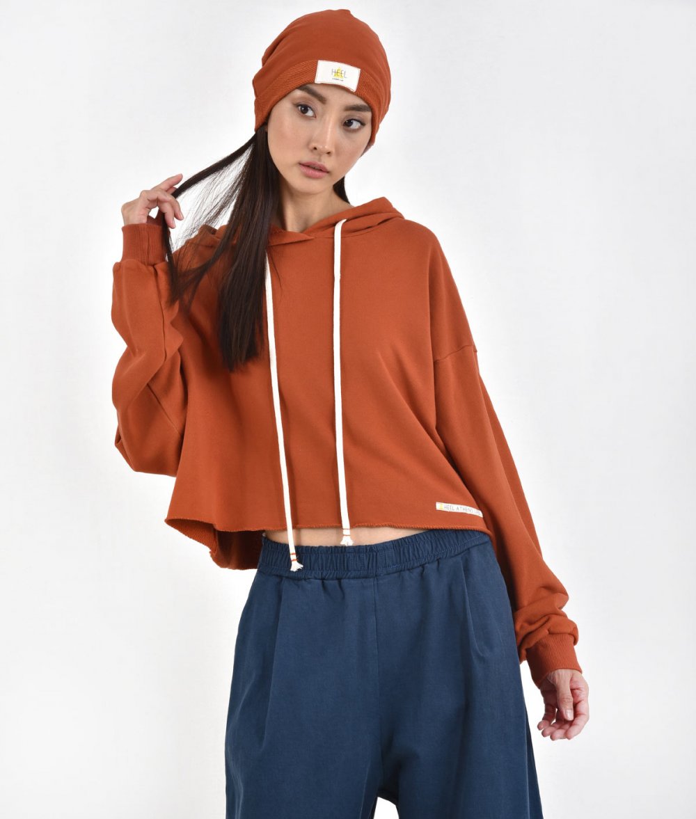 Crop Blouse With Hoodie