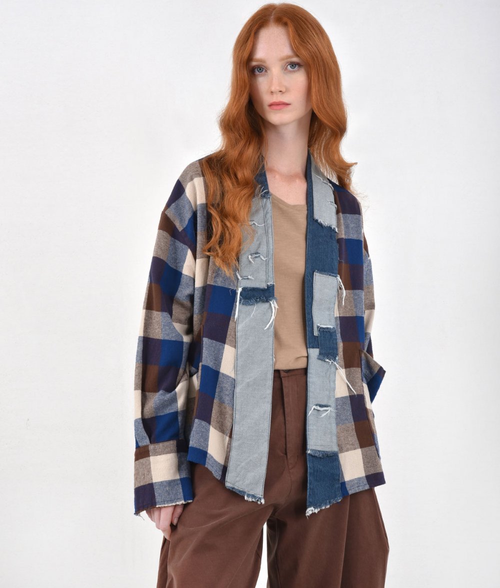 Patchwork Plaid Kimono