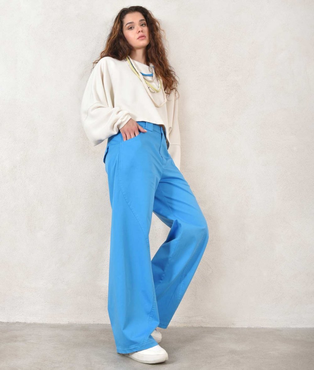 Mid-Waist Pants With Designer Seams