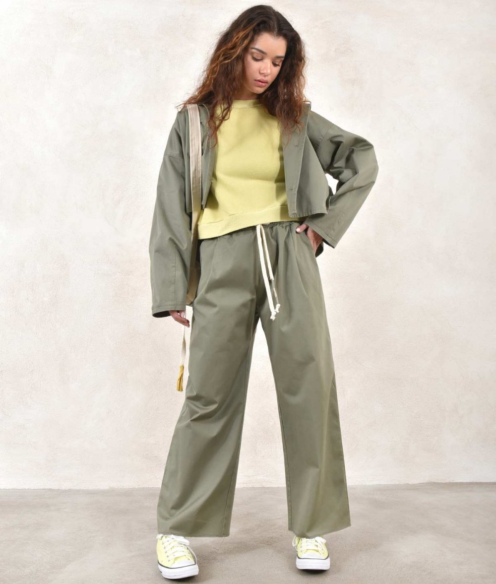 Wide Pants With Waist Cords