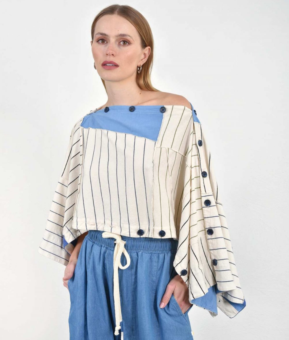 Polymorphic Blouse With Stripes
