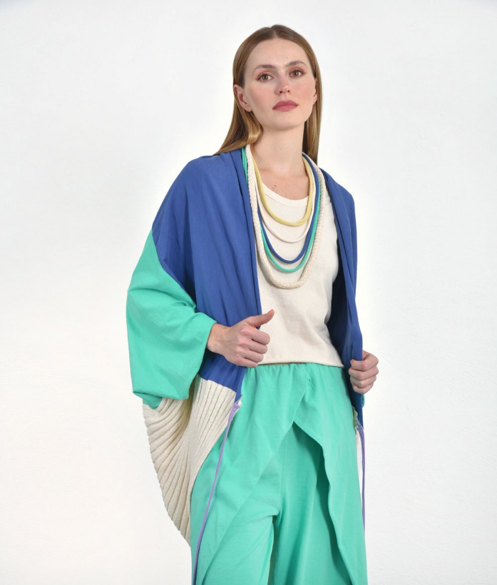 Cardigan In A Combination Of Fabrics